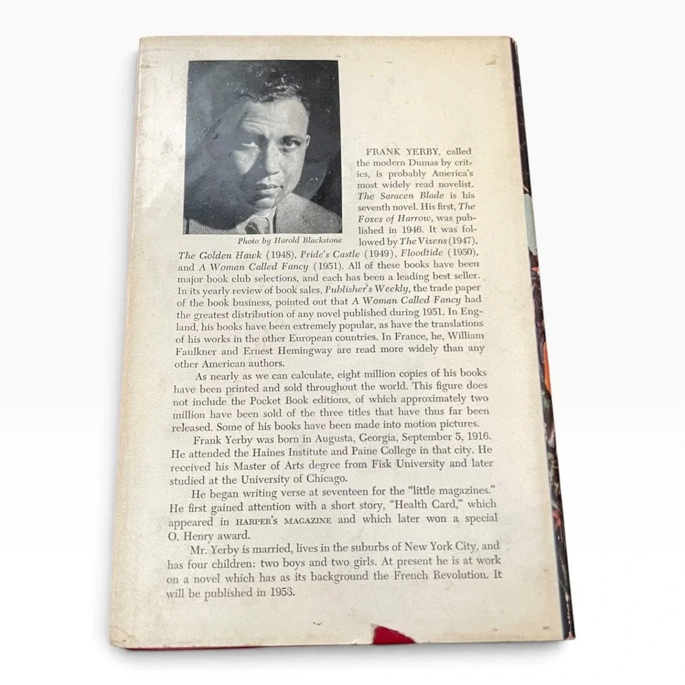 The Saracen Blade by Frank Yerby 1952 Hardcover with Dust Jacket Historical